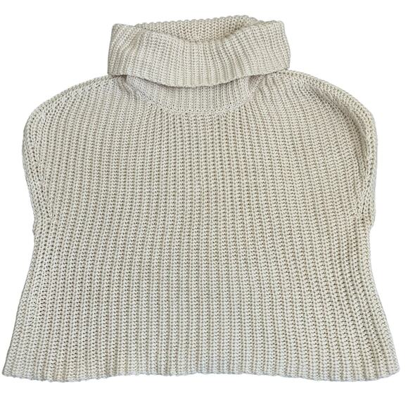 Industry Sz S Chunky Knit Cowl Neck Cap Sleeve Sweater Vest in Cream 100% Cotton - Picture 6 of 16